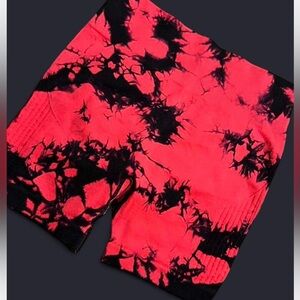 Black and Red Tie-Dye Shorts